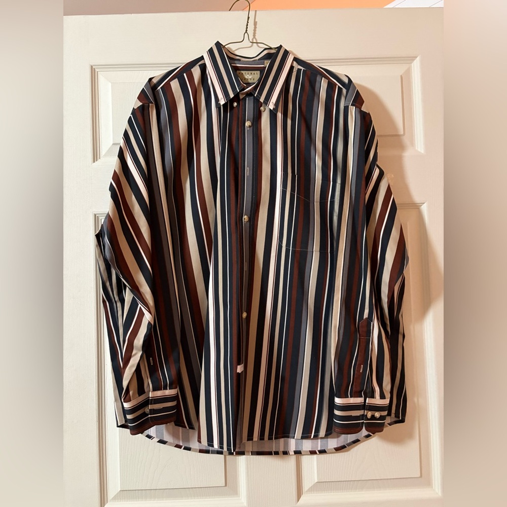 “Natural Issue” XL Button Down Shirt Men's Striped Multicolor Long Sleeve. EUC